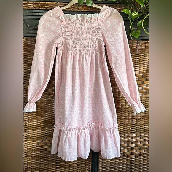 Sears Girl’s Smocked Perma Prest Cottagecore Pink Dress - Picture 2 of 11